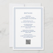 Classic Navy Blue QR Code Elegante Hochzeit Einladung (Rückseite)