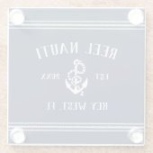 Classic Navy Blue | Rustikaler Name des Ankerboote Glasuntersetzer (Rückseite)