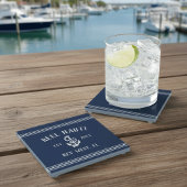 Classic Navy Blue | Rustikaler Name des Ankerboote Glasuntersetzer