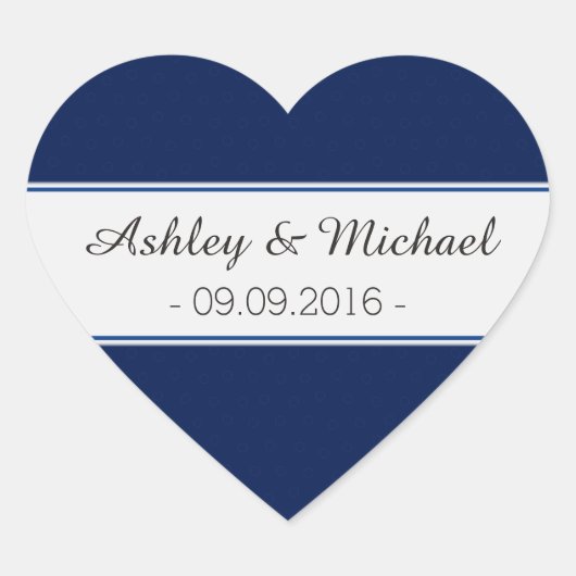 Classic Navy Blue Save the Date Herz-Aufkleber (Vorderseite)