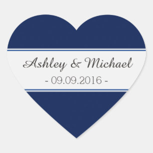 Classic Navy Blue Save the Date Herz-Aufkleber