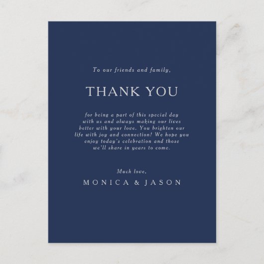 Classic Navy Blue Silver Vielen Dank Empfang Card Postkarte (Vorderseite)