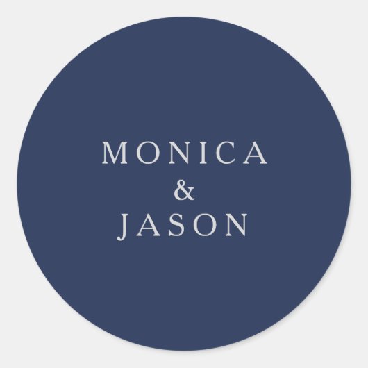Classic Navy Blue | Silver Wedding Umschlag Aufkle Runder Aufkleber (Vorderseite)
