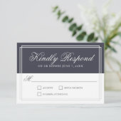 Classic Navy Blue Simple Elegante Wedding UAWG RSVP Karte (Stehend Vorderseite)