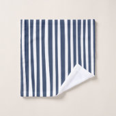 Classic Navy Blue Stripes | Timeless Nautical Badhandtuch Set (Waschlappen)