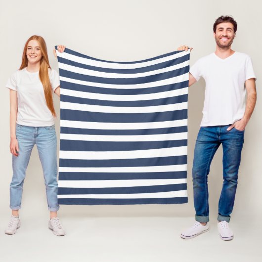 Classic Navy Blue Stripes | Timeless Nautical  Fleecedecke (Beispiel)