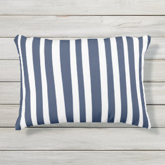 Classic Navy Blue Stripes | Timeless Nautical  Kissen Für Draußen