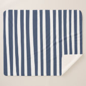Classic Navy Blue Stripes | Timeless Nautical Sherpadecke (Vorderseite (Horizontal))