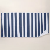 Classic Navy Blue Stripes | Timeless Nautical Strandtuch (Vorderseite)