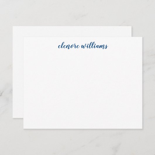 Classic Navy Blue Stylish Modern Elegantes Script Mitteilungskarte (Vorne/Hinten)