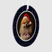 Classic Navy Blue Tartan Plaid Pet Dog Photo Ornament (Vorderseite)