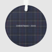 Classic Navy Blue Tartan Plaid Pet Dog Photo Ornament (Rückseite)