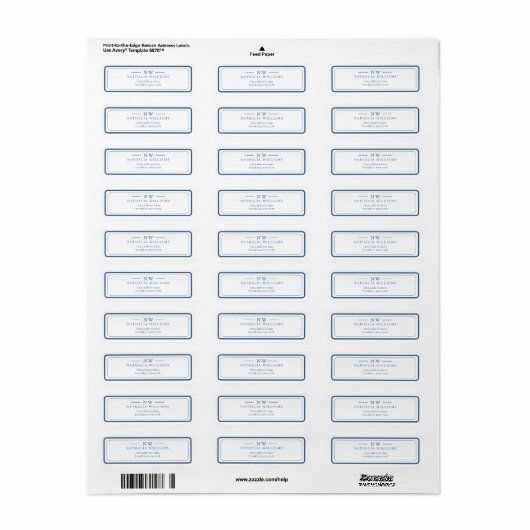 Classic Navy Blue Two Border Monogram Lined (Vorne)