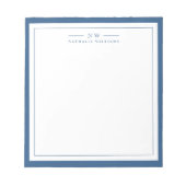 Classic Navy Blue Two Border Monogram Lined Notizblock (Vorderseite)