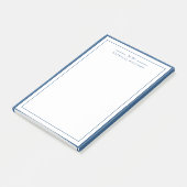 Classic Navy Blue Two Border Monogram Lined Post-it Klebezettel (angewinkelt)