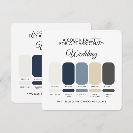 Classic Navy Blue Wedding Color Palette Card Einladung (Vorne/Hinten)