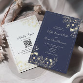 Classic Navy Blue Wedding Einladung mit QR Code