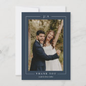 Classic Navy Blue Wedding Foto Dankeskarte (Vorderseite)
