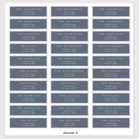 Classic Navy Blue White individuelle Hochzeitsadre Aufkleber (Blatt)