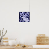 Classic Navy Blue, White Rabbit Birds Dedham Delft Poster (Küche)