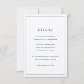 Classic Navy Blue & White Wedding Details Card Einladung (Vorderseite)