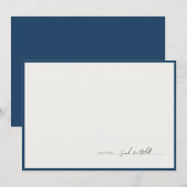 Classic Navy Border Personalized Script Mitteilungskarte (Vorne/Hinten)