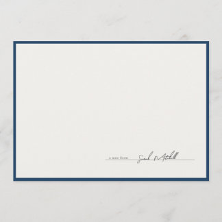 Classic Navy Border Personalized Script Mitteilungskarte