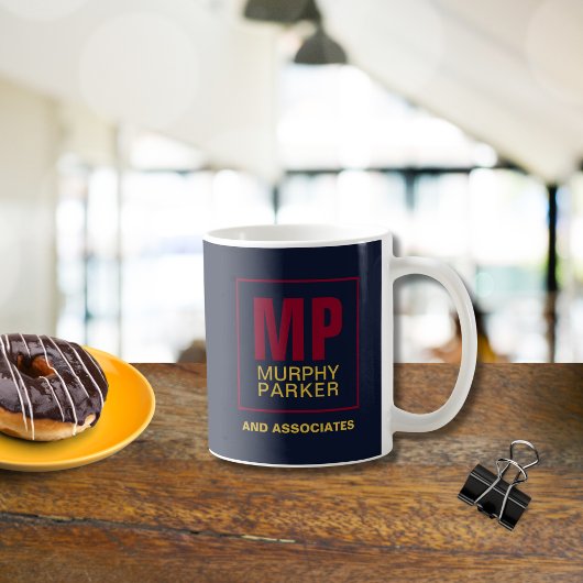 Classic Navy Burgundy Gold Business Monogram Logo Kaffeetasse