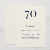 Classic Navy & Cream 70th Birthday Celebration Einladung (Vorne/Hinten)