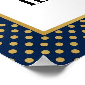 Classic Navy & Gold Polka Dot Frame Photo Poster (Ecke)