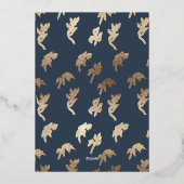 Classic Navy mit Monogramm Hochzeitsgold Wappen Folieneinladung (Rückseite)