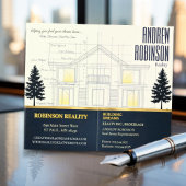 Classic Navy Open House Floor Plan Elegant Detail Visitenkarten