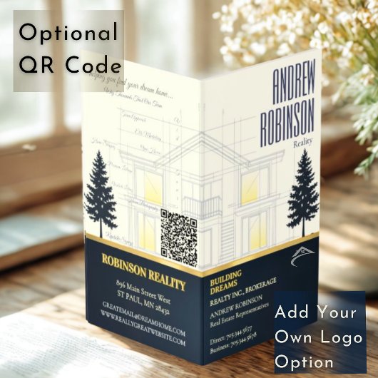 Classic Navy Open House Floor Plan Elegant Detail Visitenkarten