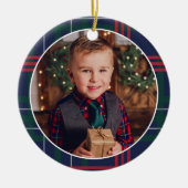Classic Navy Red Green Tartan Kariertes Custom Fot Keramik Ornament (Vorne)