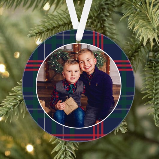 Classic Navy Red Green Tartan Kariertes Custom Fot Ornament