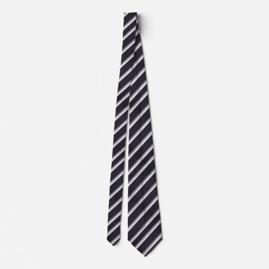 Classic Navy & Silver Diagonal Striped Krawatte (Rückseite)
