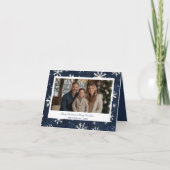 Classic Navy Snowflake Weihnachts-Foto Feiertagskarte (Vorderseite)