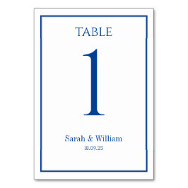 Classic Navy & White Wedding Tischnummer Card