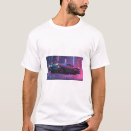 Classic Neon Noir Car in a Futuristic Night T-Shirt