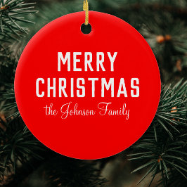 Classic Neon Red Elegante Weihnachten Keramik Ornament