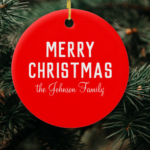 Classic Neon Red Elegante Weihnachten Keramik Ornament