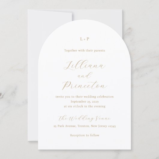 Classic Neutral Monogram Elegant Wedding Einladung (Vorderseite)