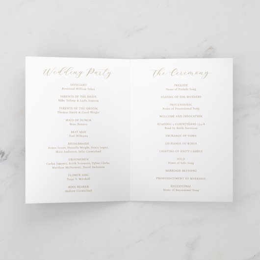 Classic Neutral Monogram Elegant Wedding Programm (Innenseite)