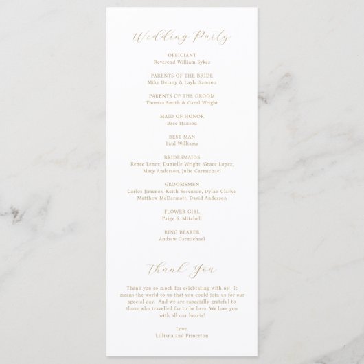 Classic Neutral Monogram Elegant Wedding Programm (Rückseite)