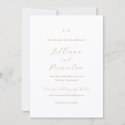 Classic Neutral Monogram Elegant Wedding Save The Date (Vorderseite)