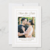 Classic Neutral Stripes Photo Wedding Save The Date (Vorderseite)