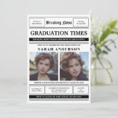 Classic Newspaper Style 2 Foto Graduation Party Einladung (Stehend Vorderseite)