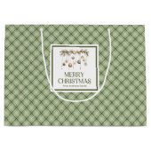 Classic Nordic Christmas Gift Bag Gold Script Styl Große Geschenktüte (Vorderseite)