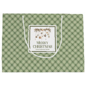Classic Nordic Christmas Gift Bag Gold Script Styl Große Geschenktüte (Rückseite)