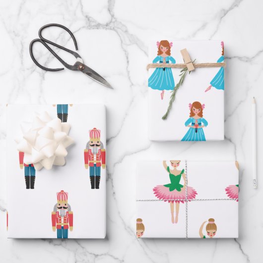 Classic Nutcracker, Ballerina Set 3 Geschenkpapier Set (Vorderseite)